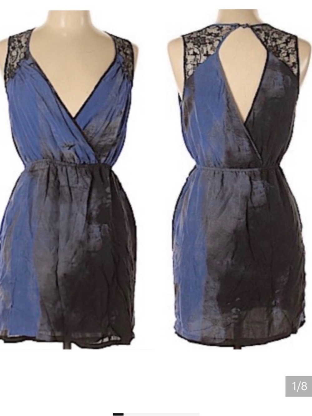 charlie jade Blue and Black Lace-Shoulder  Dress
